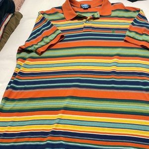 Multi color short sleeve polo shirt with green polo logo XXL